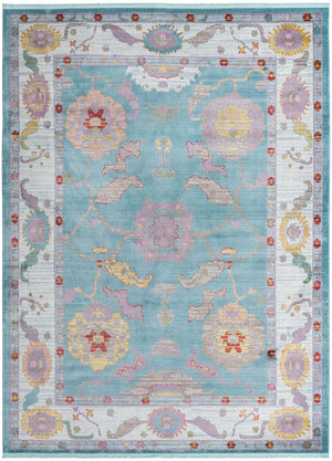 Aqua and Blue 9' x 12' Paragon Rectangle Area Rug 100% Polypropylene Colorful Vivid Boho Style Modern Carpet for Unique Interiors for Sale at Rug Engine