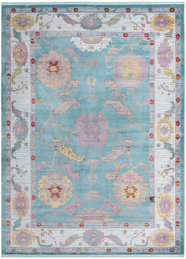 Aqua and Blue 9' x 12' Paragon Rectangle Area Rug 100% Polypropylene Colorful Vivid Boho Style Modern Carpet for Unique Interiors for Sale at Rug Engine