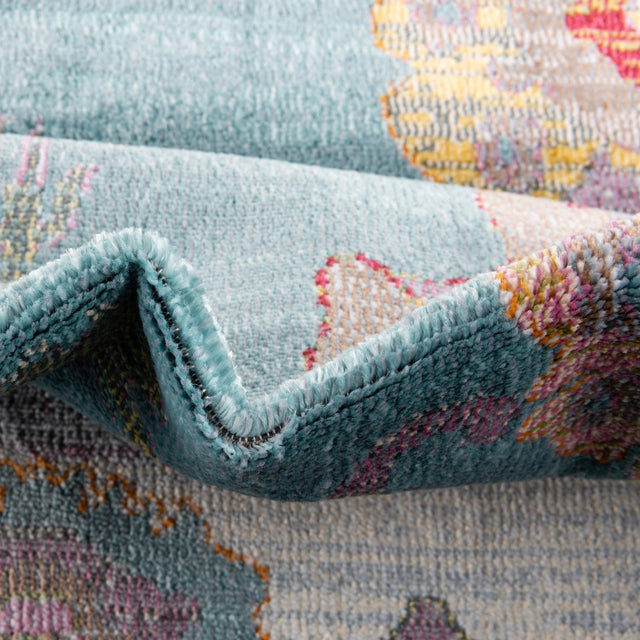 Aqua and Blue 9' x 12' Paragon Rectangle Area Rug 100% Polypropylene Colorful Vivid Boho Style Modern Carpet for Unique Interiors for Sale at Rug Engine
