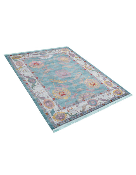 Aqua and Blue 4' 3 x 6' Paragon Rectangle Area Rug 100% Polypropylene Colorful Vivid Boho Style Modern Carpet for Unique Interiors for Sale at Rug Engine