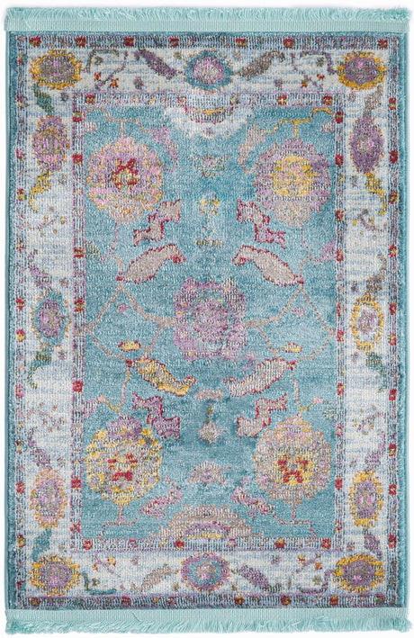 Aqua and Blue 2' 2 x 3' Paragon Rectangle Area Rug 100% Polypropylene Colorful Vivid Boho Style Modern Carpet for Unique Interiors for Sale at Rug Engine