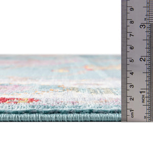 Aqua and Blue 5' 5 x 5' 5 Paragon Round Area Rug 100% Polypropylene Colorful Vivid Boho Style Modern Carpet for Unique Interiors for Sale at Rug Engine