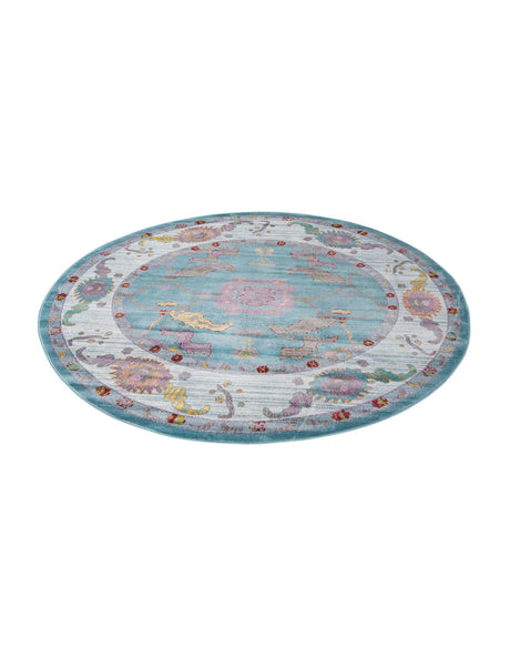 Aqua and Blue 8' 2 x 8' 2 Paragon Round Area Rug 100% Polypropylene Colorful Vivid Boho Style Modern Carpet for Unique Interiors for Sale at Rug Engine