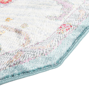 Aqua and Blue 4' x 4' Paragon Octagon Area Rug 100% Polypropylene Colorful Vivid Boho Style Modern Carpet for Unique Interiors for Sale at Rug Engine