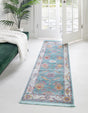 Aqua and Blue 2' 2 x 6' Paragon Runner Area Rug 100% Polypropylene Colorful Vivid Boho Style Modern Carpet for Unique Interiors for Sale at Rug Engine