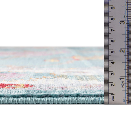 Aqua and Blue 2' 7 x 10' Paragon Runner Area Rug 100% Polypropylene Colorful Vivid Boho Style Modern Carpet for Unique Interiors for Sale at Rug Engine