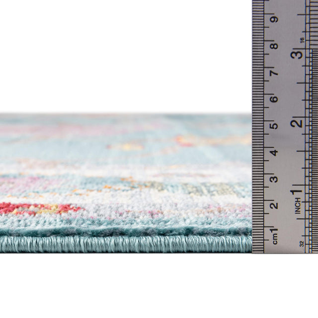 Aqua and Blue 2' 7 x 12' Paragon Runner Area Rug 100% Polypropylene Colorful Vivid Boho Style Modern Carpet for Unique Interiors for Sale at Rug Engine