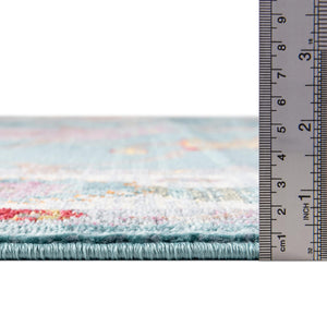 Aqua and Blue 2' 2 x 6' Paragon Runner Area Rug 100% Polypropylene Colorful Vivid Boho Style Modern Carpet for Unique Interiors for Sale at Rug Engine