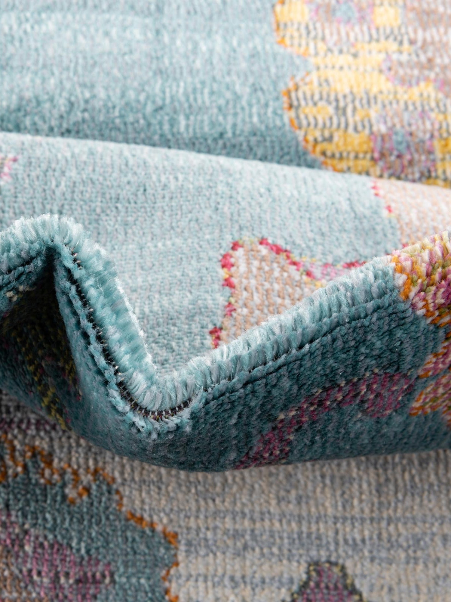Aqua and Blue 2' 2 x 6' Paragon Runner Area Rug 100% Polypropylene Colorful Vivid Boho Style Modern Carpet for Unique Interiors for Sale at Rug Engine
