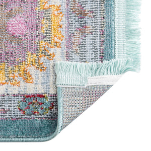 Aqua and Blue 2' 7 x 10' Paragon Runner Area Rug 100% Polypropylene Colorful Vivid Boho Style Modern Carpet for Unique Interiors for Sale at Rug Engine