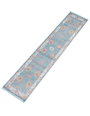 Aqua and Blue 2' 7 x 10' Paragon Runner Area Rug 100% Polypropylene Colorful Vivid Boho Style Modern Carpet for Unique Interiors for Sale at Rug Engine