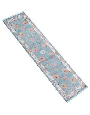 Aqua and Blue 2' 7 x 10' Paragon Runner Area Rug 100% Polypropylene Colorful Vivid Boho Style Modern Carpet for Unique Interiors for Sale at Rug Engine
