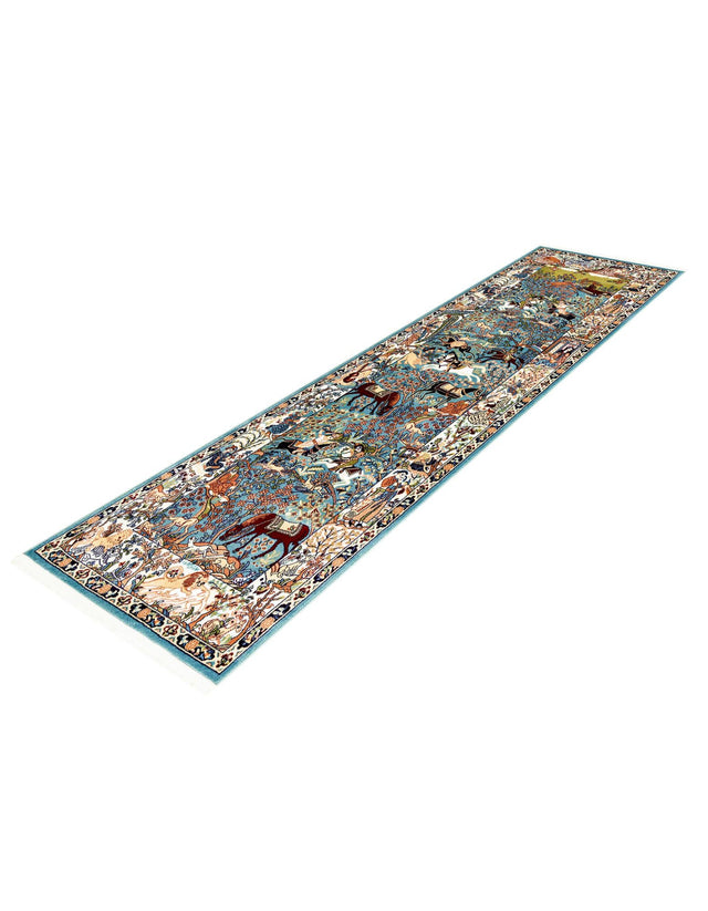 Blue 2' 7 x 7' 1 Narenj Runner Area Rug 85% Polypropylene & 15% Polyester Traditional Classic Carpet for Living, Dining, Bedrooms, Office for Sale at Rug Engine