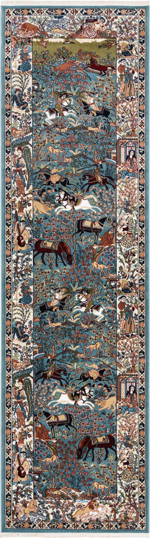 Blue 2' 7 x 9' Narenj Runner Area Rug 85% Polypropylene & 15% Polyester Traditional Classic Carpet for Living, Dining, Bedrooms, Office for Sale at Rug Engine