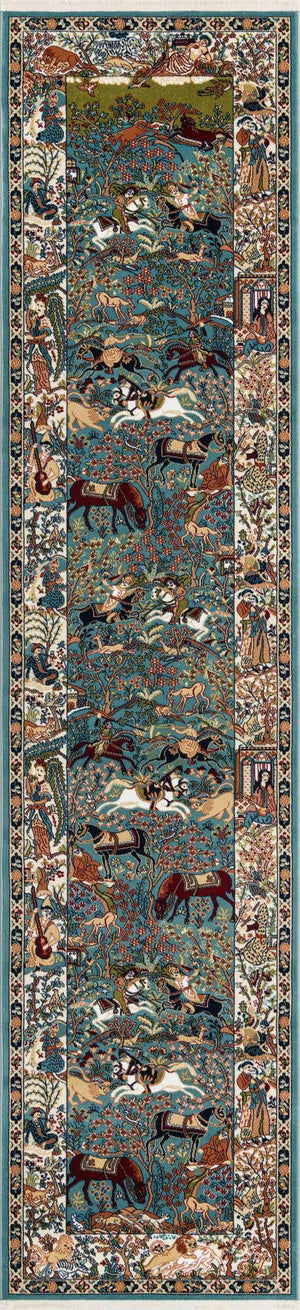 Blue 2' 7 x 11' Narenj Runner Area Rug 85% Polypropylene & 15% Polyester Traditional Classic Carpet for Living, Dining, Bedrooms, Office for Sale at Rug Engine