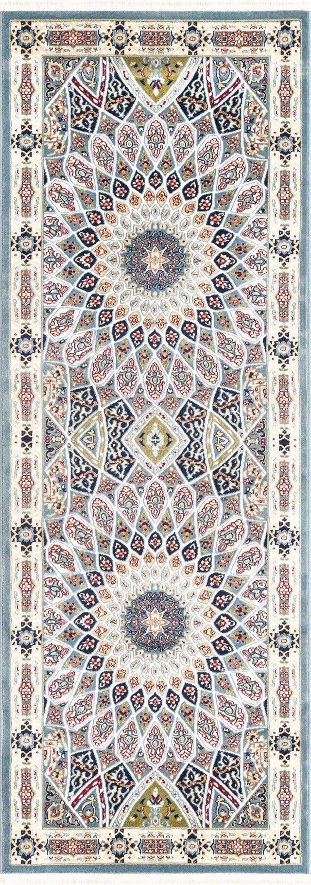 Blue 2' 7 x 7' 1 Narenj Runner Area Rug 85% Polypropylene & 15% Polyester Traditional Classic Carpet for Living, Dining, Bedrooms, Office for Sale at Rug Engine