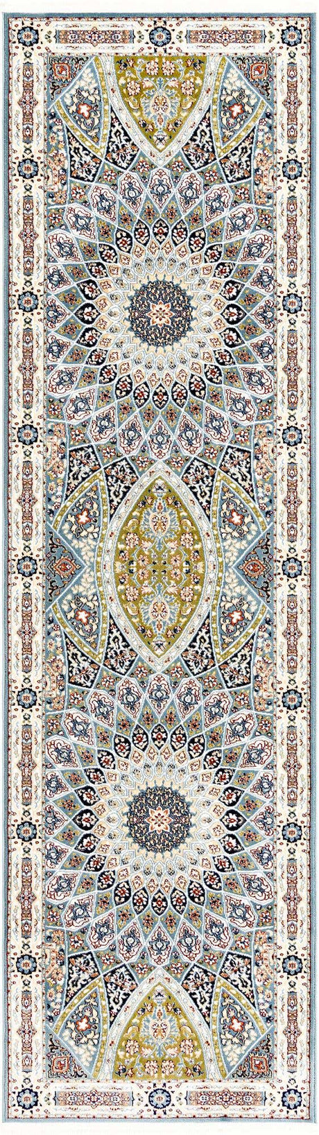 Blue 2' 7 x 9' Narenj Runner Area Rug 85% Polypropylene & 15% Polyester Traditional Classic Carpet for Living, Dining, Bedrooms, Office for Sale at Rug Engine