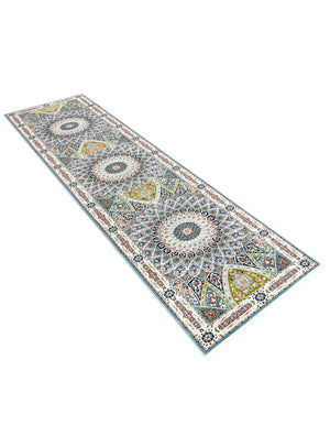 Blue 2' 7 x 11' Narenj Runner Area Rug 85% Polypropylene & 15% Polyester Traditional Classic Carpet for Living, Dining, Bedrooms, Office for Sale at Rug Engine