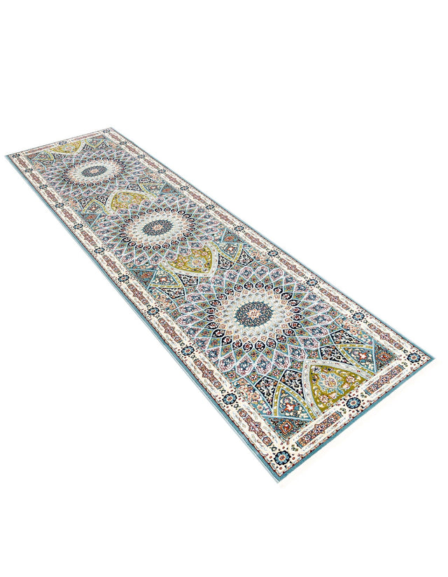 Blue 2' 7 x 11' Narenj Runner Area Rug 85% Polypropylene & 15% Polyester Traditional Classic Carpet for Living, Dining, Bedrooms, Office for Sale at Rug Engine