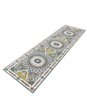 Blue 2' 7 x 11' Narenj Runner Area Rug 85% Polypropylene & 15% Polyester Traditional Classic Carpet for Living, Dining, Bedrooms, Office for Sale at Rug Engine