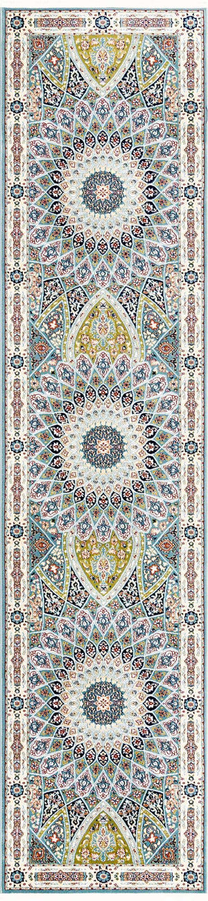 Blue 2' 7 x 11' Narenj Runner Area Rug 85% Polypropylene & 15% Polyester Traditional Classic Carpet for Living, Dining, Bedrooms, Office for Sale at Rug Engine