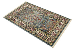 Blue 2' 7 x 4' 1 Narenj Rectangle Area Rug 85% Polypropylene & 15% Polyester Traditional Classic Carpet for Living, Dining, Bedrooms, Office for Sale at Rug Engine