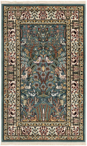 Blue 2' 7 x 4' 1 Narenj Rectangle Area Rug 85% Polypropylene & 15% Polyester Traditional Classic Carpet for Living, Dining, Bedrooms, Office for Sale at Rug Engine