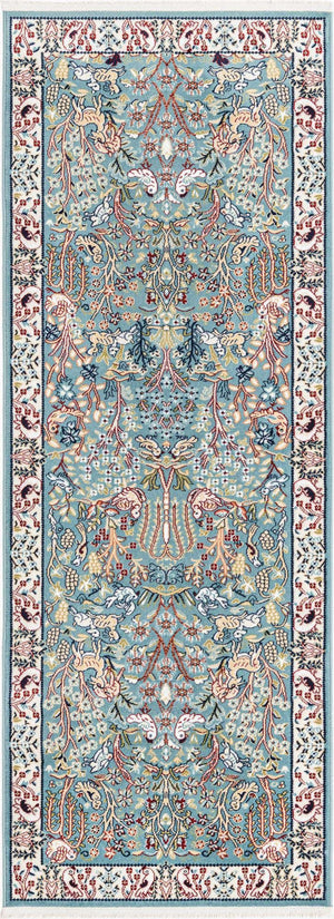 Blue 2' 7 x 7' 1 Narenj Runner Area Rug 85% Polypropylene & 15% Polyester Traditional Classic Carpet for Living, Dining, Bedrooms, Office for Sale at Rug Engine