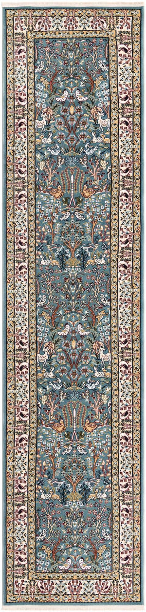 Blue 2' 7 x 11' Narenj Runner Area Rug 85% Polypropylene & 15% Polyester Traditional Classic Carpet for Living, Dining, Bedrooms, Office for Sale at Rug Engine