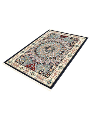 Navy Blue 2' 7 x 4' 1 Narenj Rectangle Area Rug 85% Polypropylene & 15% Polyester Traditional Classic Carpet for Living, Dining, Bedrooms, Office for Sale at Rug Engine