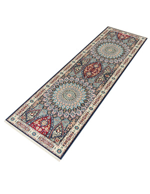 Navy Blue 2' 7 x 9' Narenj Runner Area Rug 85% Polypropylene & 15% Polyester Traditional Classic Carpet for Living, Dining, Bedrooms, Office for Sale at Rug Engine