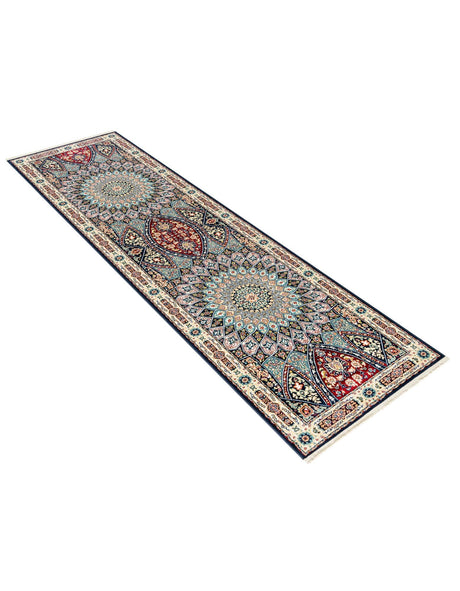 Navy Blue 2' 7 x 9' Narenj Runner Area Rug 85% Polypropylene & 15% Polyester Traditional Classic Carpet for Living, Dining, Bedrooms, Office for Sale at Rug Engine