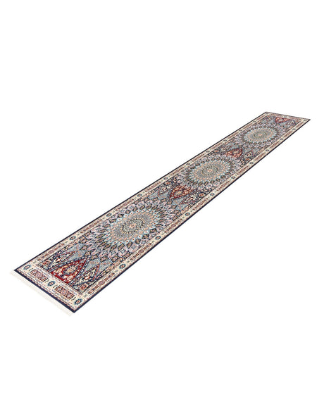 Navy Blue 2' 7 x 11' Narenj Runner Area Rug 85% Polypropylene & 15% Polyester Traditional Classic Carpet for Living, Dining, Bedrooms, Office for Sale at Rug Engine