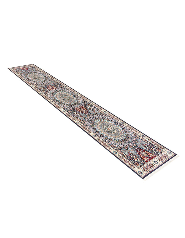 Navy Blue 2' 7 x 11' Narenj Runner Area Rug 85% Polypropylene & 15% Polyester Traditional Classic Carpet for Living, Dining, Bedrooms, Office for Sale at Rug Engine