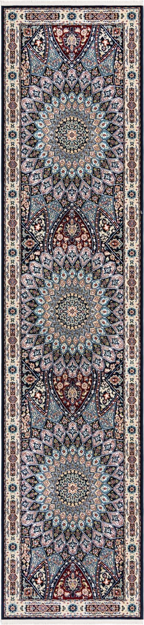 Navy Blue 2' 7 x 11' Narenj Runner Area Rug 85% Polypropylene & 15% Polyester Traditional Classic Carpet for Living, Dining, Bedrooms, Office for Sale at Rug Engine
