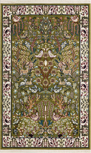 Green 2' 7 x 4' 1 Narenj Rectangle Area Rug 85% Polypropylene & 15% Polyester Traditional Classic Carpet for Living, Dining, Bedrooms, Office for Sale at Rug Engine