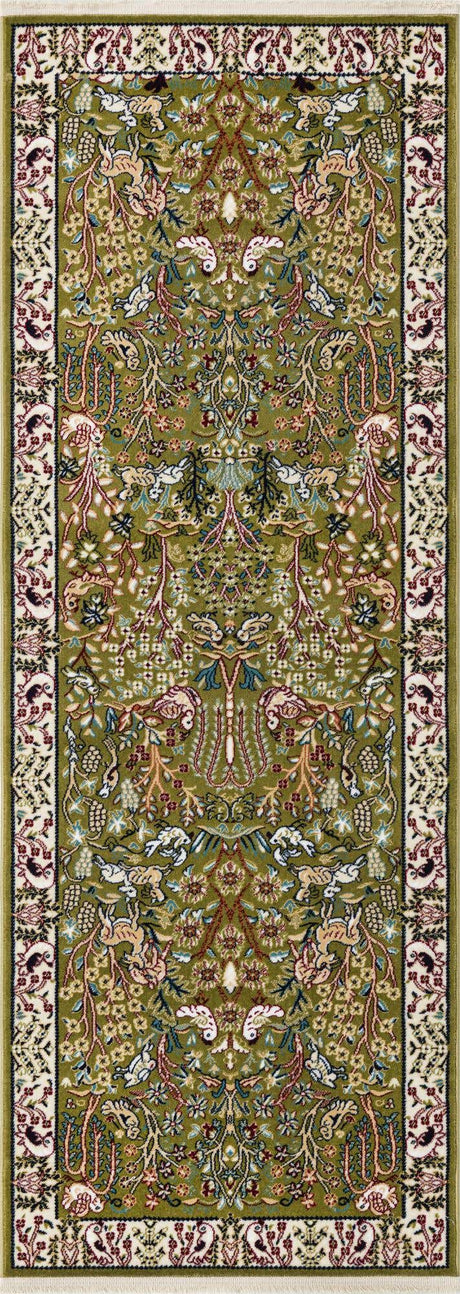 Green 2' 7 x 7' 1 Narenj Runner Area Rug 85% Polypropylene & 15% Polyester Traditional Classic Carpet for Living, Dining, Bedrooms, Office for Sale at Rug Engine