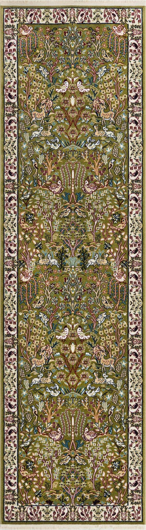 Green 2' 7 x 9' Narenj Runner Area Rug 85% Polypropylene & 15% Polyester Traditional Classic Carpet for Living, Dining, Bedrooms, Office for Sale at Rug Engine