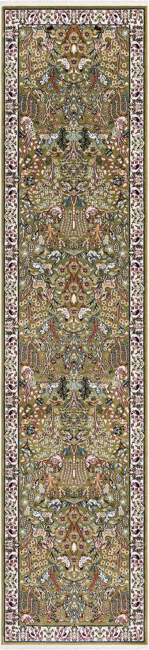 Green 2' 7 x 11' Narenj Runner Area Rug 85% Polypropylene & 15% Polyester Traditional Classic Carpet for Living, Dining, Bedrooms, Office for Sale at Rug Engine