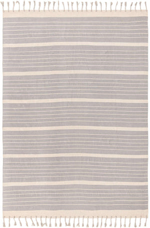 Gray and White 10' x 14' 1 Chindi Cotton Rectangle Rug