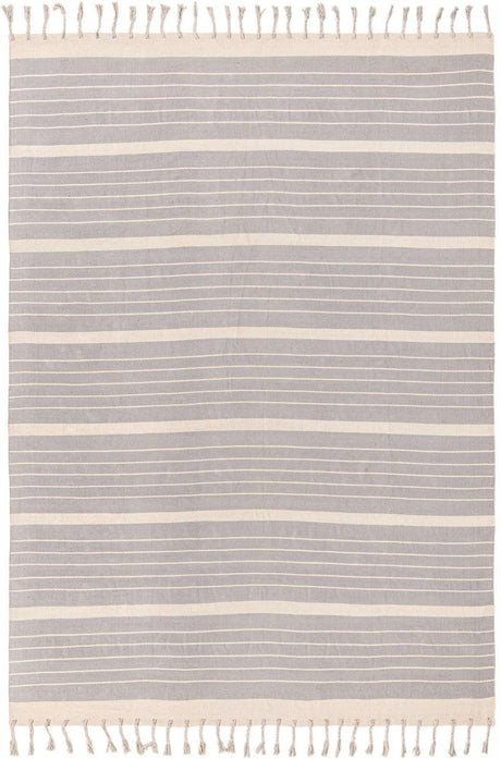 Gray and White 10' x 14' 1 Chindi Cotton Rectangle Rug