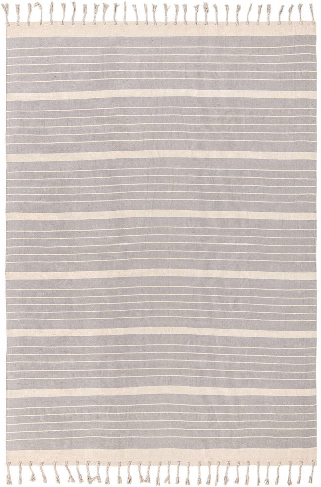Gray and White 10' x 14' 1 Chindi Cotton Rectangle Rug