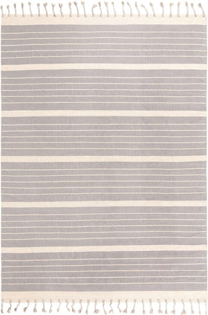 Gray and White 9' x 12' Chindi Cotton Rectangle Rug