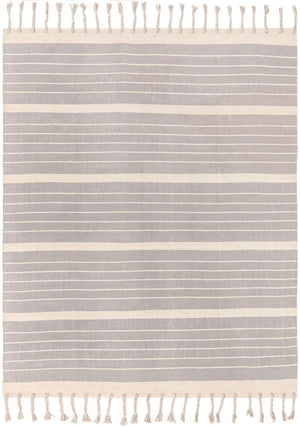 Gray and White 8' x 10' Chindi Cotton Rectangle Rug