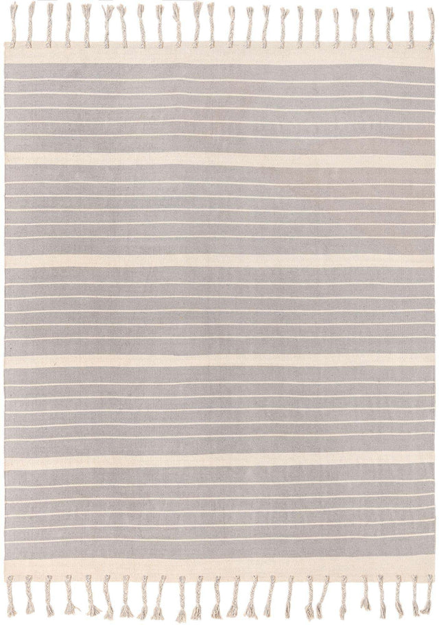 Gray and White 8' x 10' Chindi Cotton Rectangle Rug