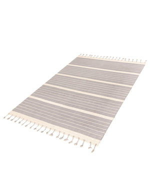 Gray and White 7' 1 x 10' Chindi Cotton Rectangle Rug