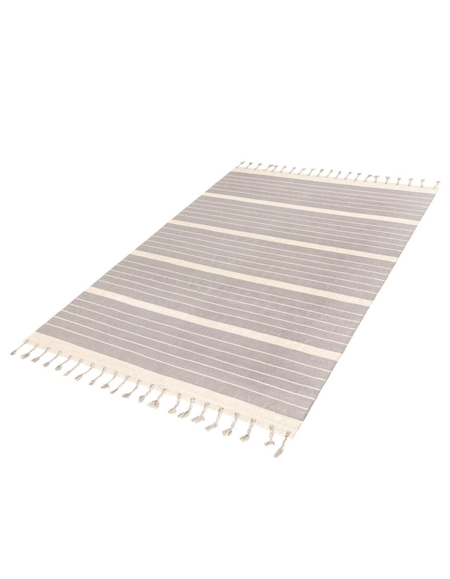 Gray and White 7' 1 x 10' Chindi Cotton Rectangle Rug