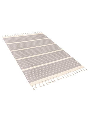 Gray and White 7' 1 x 10' Chindi Cotton Rectangle Rug