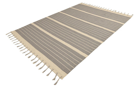 Gray and White 7' 1 x 10' Chindi Cotton Rectangle Area Rug Interior Design Home Decor Carpet Mat for Sale at Rug Engine