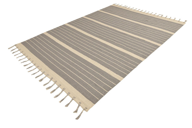 Gray and White 7' 1 x 10' Chindi Cotton Rectangle Rug